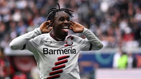 Jeremie Frimpong avec Leverkusen, le 5 mai 2024