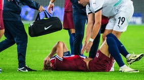 Martin Odegaard, blessé à la cheville gauche, lors de Norvège-Autriche (2-1, Ligue des Nations), le 9 septembre 2024