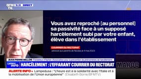 Lettre choc du rectorat: un courrier "révélateur d'un certain état d'esprit qui existe encore chez certains cadres éducatifs", regrette Jean-Pierre Bellon (Aphee)