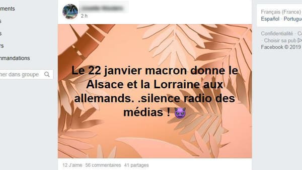 Capture d'écran Facebook du groupe "gilet jaunes". Capture d'écran Facebook du groupe "gilet jaunes".