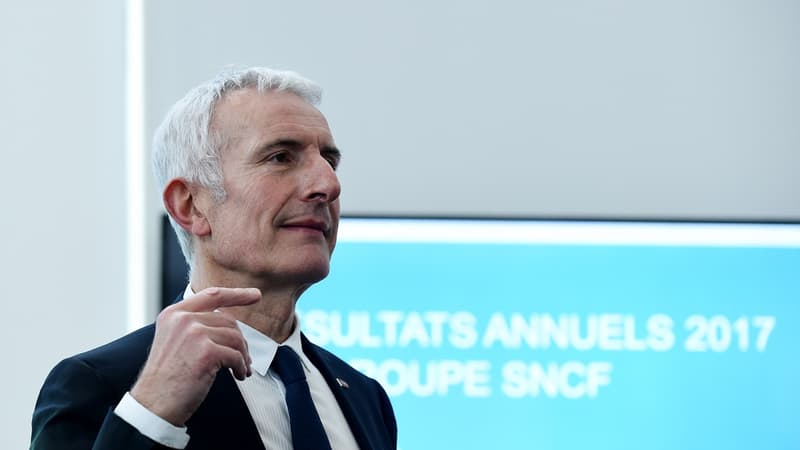 Le patron de la SNCF, Guillaume Pepy, lors de la présentation des résultats du groupe à Saint-Denis.