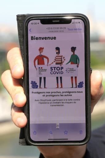 L'application StopCovid sur un téléphone, le 6 juin 2020 L'application StopCovid sur un téléphone, le 6 juin 2020