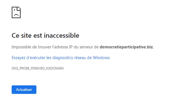 Le site en ".biz" est bien inaccessible depuis 2018 Le site en ".biz" est bien inaccessible depuis 2018