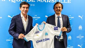 Marcelino avec Pablo Longoria lors de sa présentation à l'OM, le 4 juillet 2023