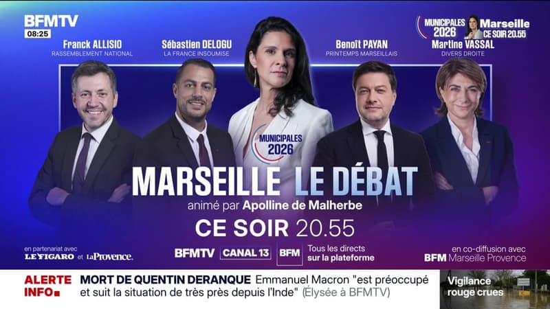 "Marseille le débat", animé par Apolline de Malherbe, à suivre ce soir à 20H55 sur BFMTV et BFMTV Marseille Provence