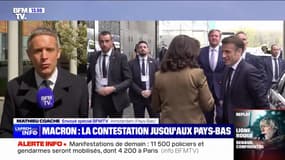 Retraites: la contestation contre la réforme suit Emmanuel Macron jusqu'aux Pays-Bas