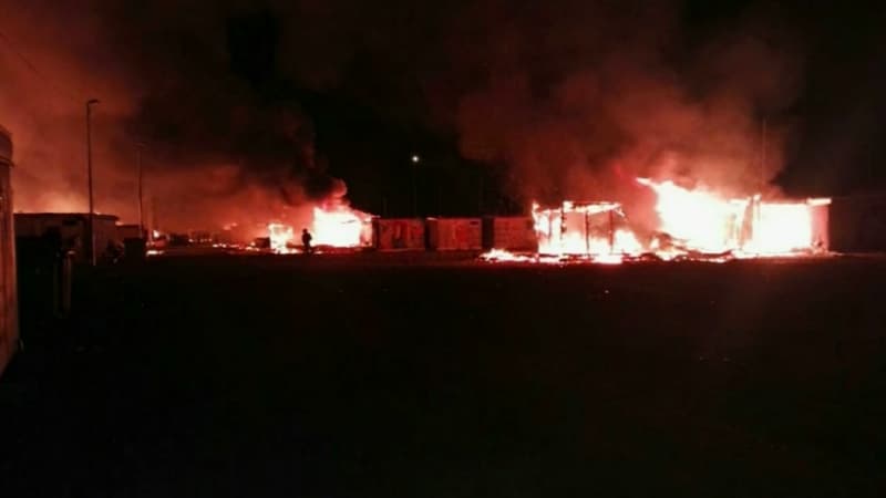 L'incendie du camp de Grande-Synthe. 