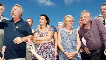 Lors des Journées d'été d'Europe Ecologie à Nantes : (de gauche à droite) José Bové, député européen, Cécile Duflot, leader du parti des Verts, Eva Joly, députée européenne et Daniel Cohn-Bendit, vice-président du groupe européen des Verts/ALE. Si la cand