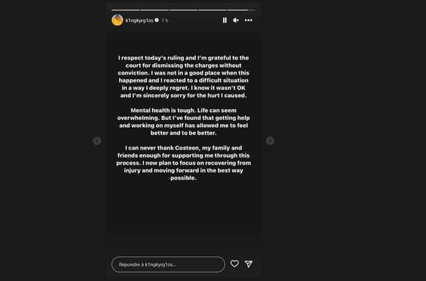 Le message de Nick Kyrgios sur Instagram