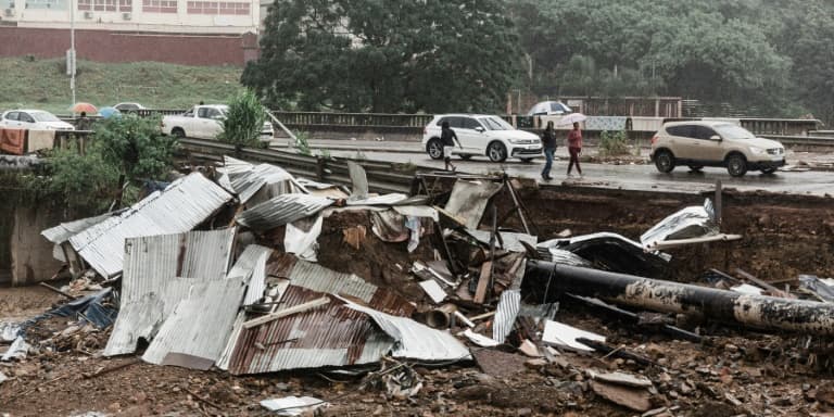 Les dégâts provoqués par les inondations à Durban, le 18 avril 2022 en Afrique du Sud. PHOTO D'ILLUSTRATION