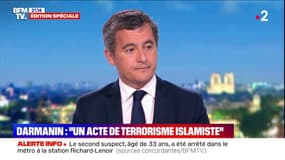 Attaque à Paris: "Manifestement, c'est un acte de terrorisme islamiste", selon Gérald Darmanin