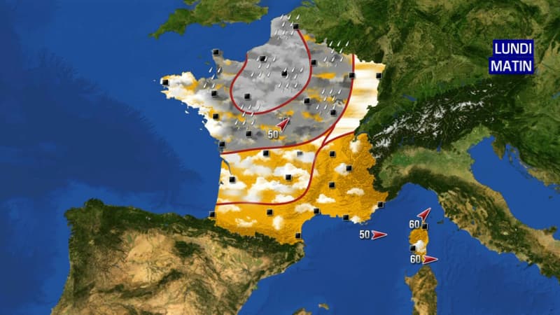 Météo: un temps pluvieux dans le Nord-Ouest lundi, plus ensoleillé dans le Sud