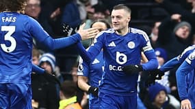 Jamie Vardy lors de Tottenham-Leicester, le 26 janvier 2025