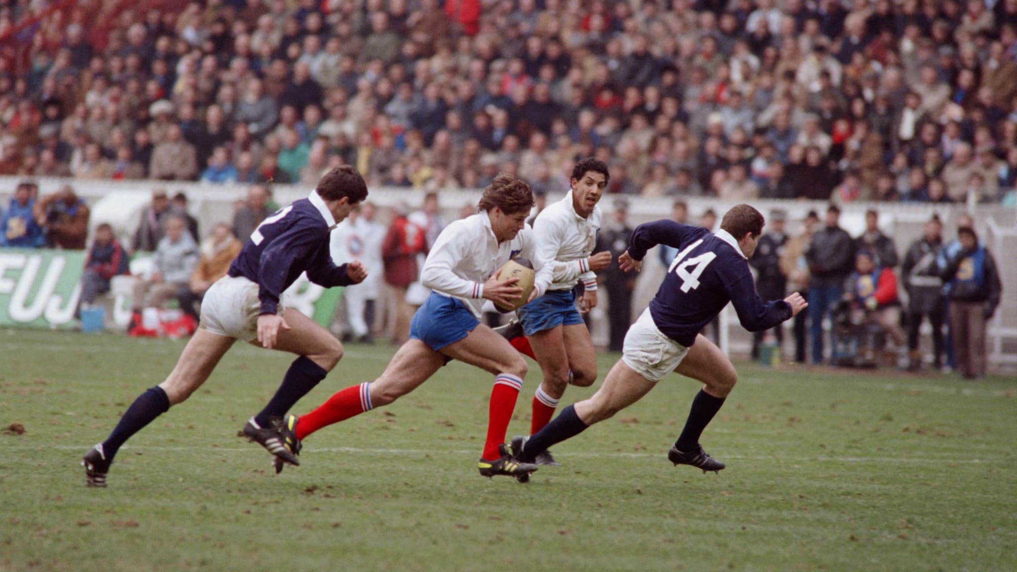 Denis Charvet avec les Bleus face à l'Ecosse en 1987