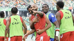 Emilio Nsue lors d'un match entre la Guinée Équatoriale et la Guinée-Bissau, à Abidjan le 18 janvier 2024