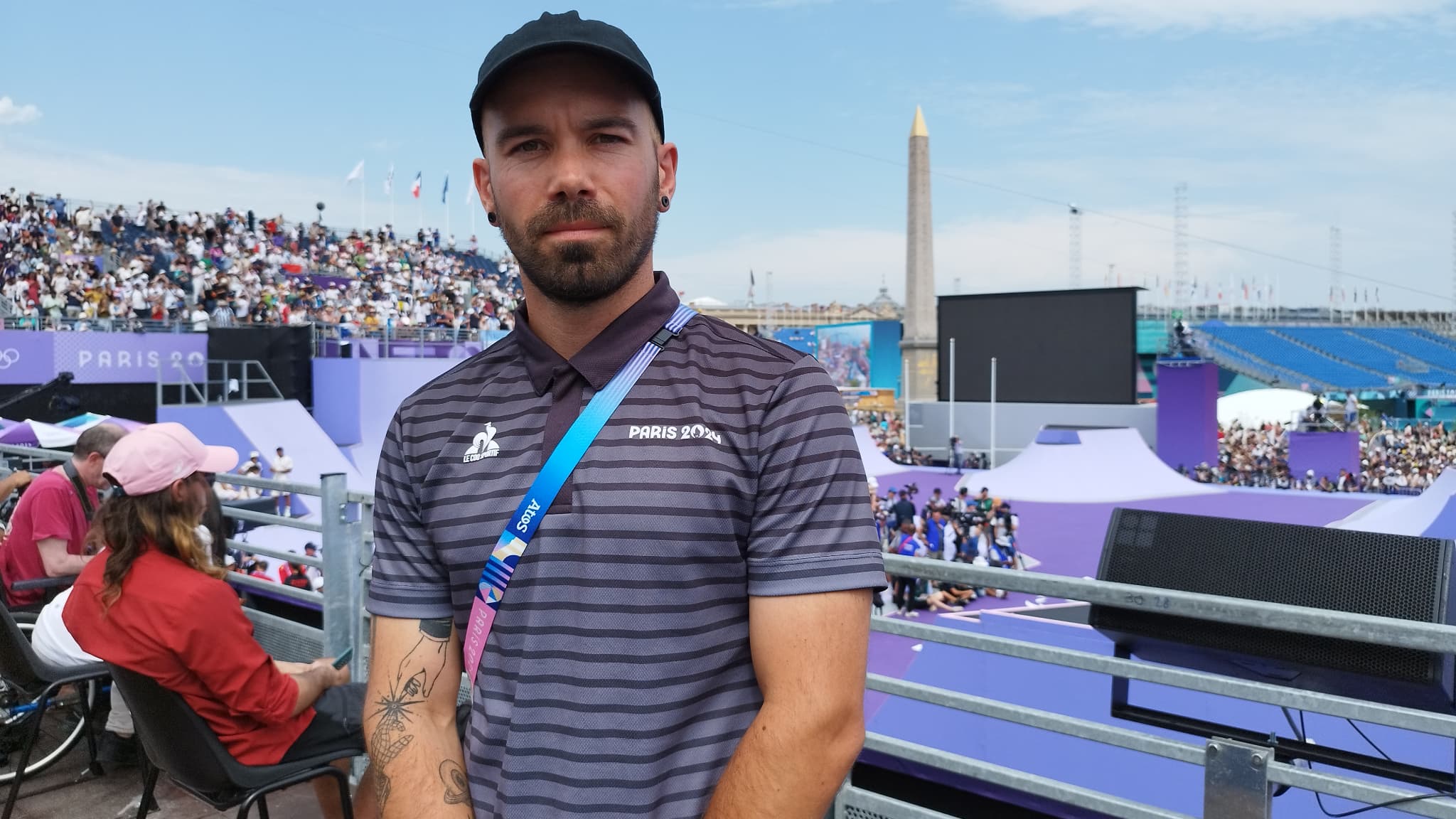 Anthony Adrix, juge des finales de BMX freestyle ce mercredi 31/07/2024 au parc urbain de la Concorde Anthony Adrix, juge des finales de BMX freestyle ce mercredi 31/07/2024 au parc urbain de la Concorde