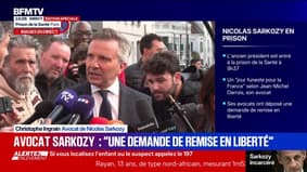 "Notre tâche, c'est de le faire sortir de détention", souligne l'avocat de Nicolas Sarkozy 