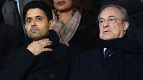 Nasser Al-Khelaïfi (à gauche) et Florentino Pérez, le 6 mars 2018