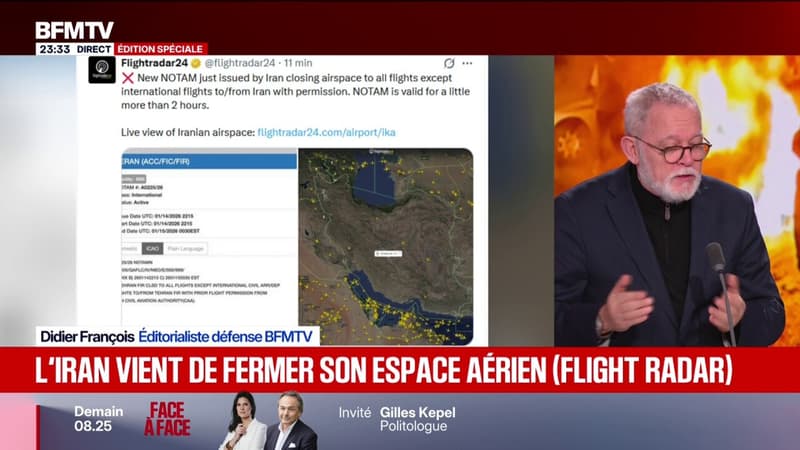 L'Iran annonce la fermeture de son espace aérien