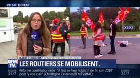 Routiers: à Gennevilliers, le blocage prévu s'est transformé en simple opération de tractage