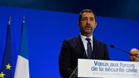 Christophe Castaner, lors de ses voeux au centre d'incendie et de secours de Tomblaine, le 18 janvier 2019