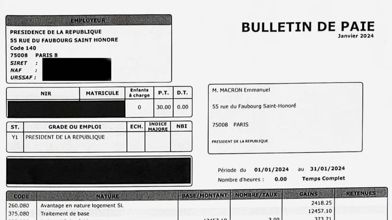 Voici à quoi ressemble le bulletin de paie d'Emmanuel Macron