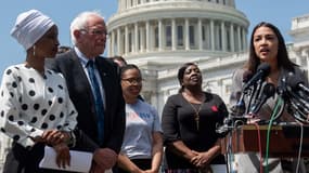 Ilhan Omar, Bernie Sanders et Alexandria Ocasio-Cortez à Washington D.C., le 24 juin 2019