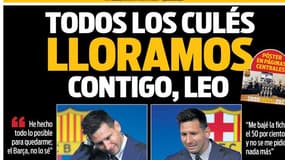 La une du journal Sport avec les larmes de Lionel Messi