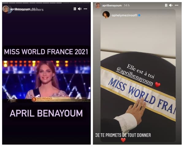 Captures d'écrans des Stories d'April Benayoum