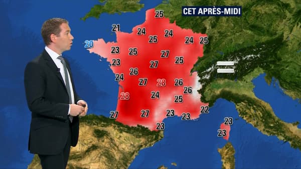 Les températures lundi après midi.