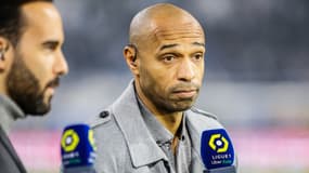Thierry Henry lors d'un match de Ligue 1 comme consultant, octobre 2021