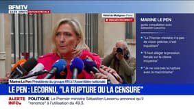 "Il faut qu'ils arrêtent le complotisme", répond Marine Le Pen à la France Insoumise, qui accuse le RN et le socle commun de préparer un accord de non-censure