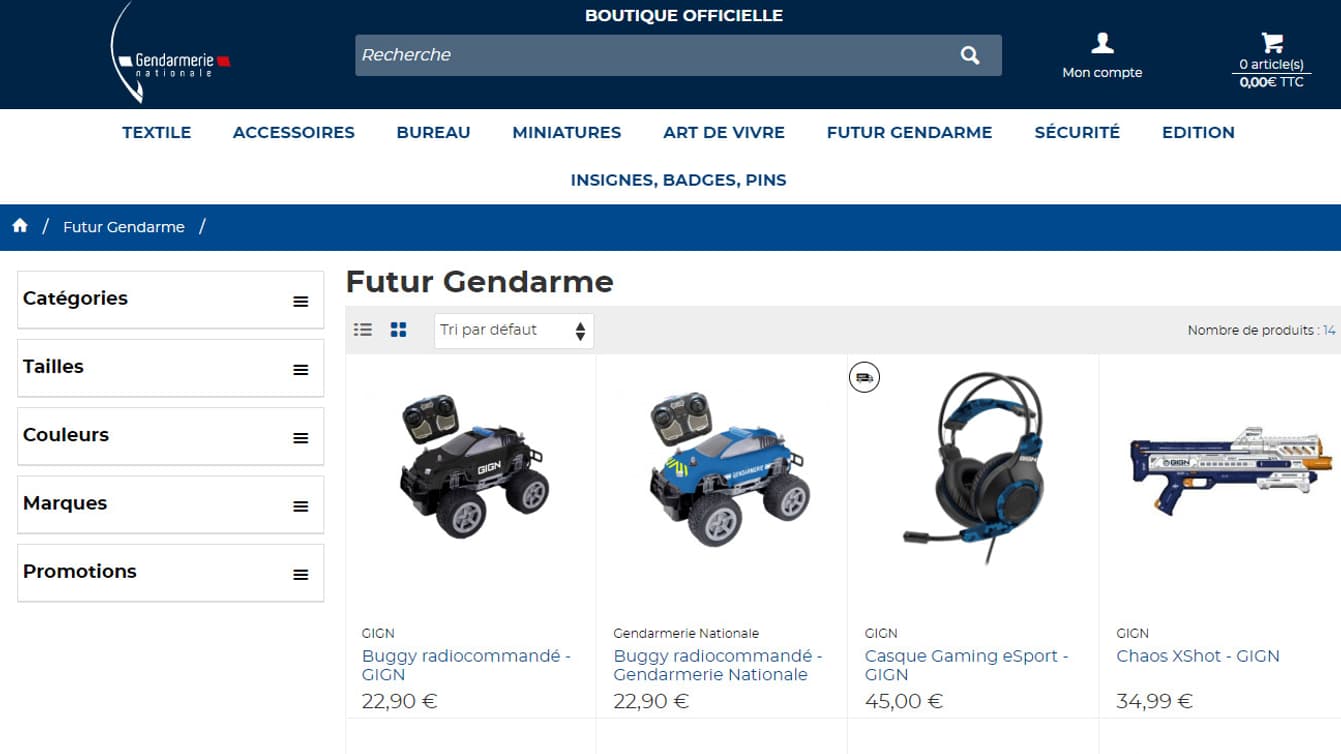 Boutique en ligne de la Gendarmerie nationale