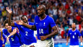 Jean-Philippe Mateta lors de la demi-finale entre la France et l'Egypte, aux JO 2024