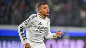 Kylian Mbappé célèbre son but lors du match Atalanta Bergame-Real Madrid (2-3), le 10 décembre