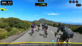 Un parcours autour du Cap, en Afrique du Sud, sur l'application Rouvy