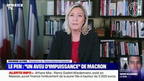 Pour Marine Le Pen, les propos d'Emmanuel Macron sur la sécurité sont "un aveu d'impuissance"