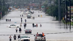 Des inondations à Houston, causées par la tempête Harvey, le 27 août 2017 aux États-Unis