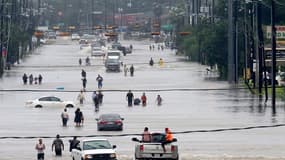 Des inondations à Houston, causées par la tempête Harvey, le 27 août 2017 aux États-Unis