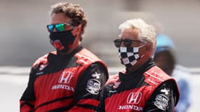 Mario et Michael Andretti, propriétaires de l'écurie Andretti, à Indianapolis le 23 août 2020