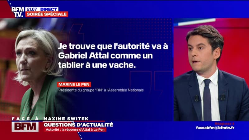 Autorité: Gabriel Attal répond à la critique de Marine Le Pen et dénonce 