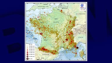 Carte de la sismicité en France métropolitaine entre 1962 et 2020