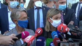 Les ministres sur le site de Bridgestone à Béthune ce lundi.