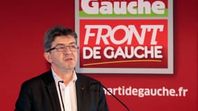 Jean-Luc Mélenchon en janvier 2015 lors d'une conférence de presse à Paris. 