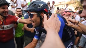 Thibaut Pinot lors de sa dernère course professionnelle au Tour de Lombardie, le 7 octobre 2023
