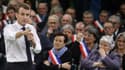 Emmanuel Macron lors du grand débat dans l'Eure à Grand Bourgtheroulde, dans l'Eure. 