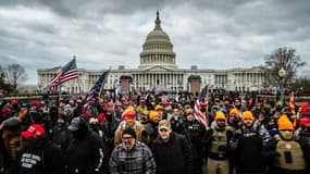 Des partisans de Donald Trump rassemblés devant le Capitole de Washington, le 6 janvier 2021