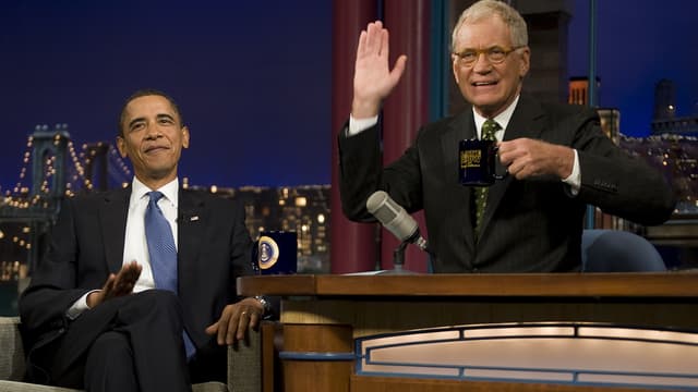 David Letterman et le président américain Barack Obama dans le Late Show sur CBS.