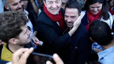 Jean-Luc Mélenchon et Jérôme Kerviel la Fête de l'Huma, samedi 13 septembre 2014.