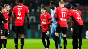 Kyogo Furuhashi et Brice Samba avec Rennes le 2 février 2025